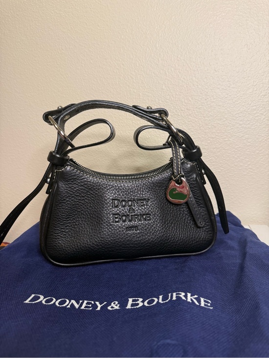 Dooney & Bourke Handbags - Dooney & Bourke Black Pebbled Leather Shoulder Bag with Charm